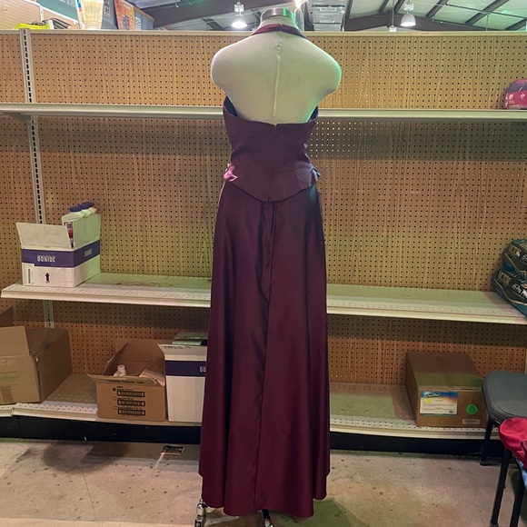 3 Piece Plum Red Formal Dress - Picture 4 of 6